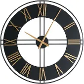 Beliani Wanduhr Schwarz Metall Rund 80 cm mit Zifferblatt Zeigern Römischen Zahlen Batteriebetrieben Modern Loft Design Uhr ohne Indizes Sekundenzähler