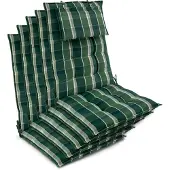 Beautissu 5er Set Sun-HL Hochlehner Auflage 120x50x8cm Grün-Kariert