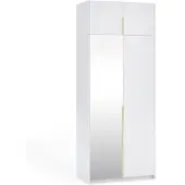 Masseno Drehtürenschrank THALIA 100/250/58cm 2-türig mit Spiegel Weiß