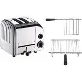 Dualit Toaster Paket 2, 2er Toaster mit Brötchenaufsatz und Sandwichzange poliertes Metall
