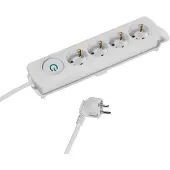 Vivanco VIVancoWeiße Mehrfachsteckdose mit 4 Schuko-Steckdosen, aufhängbar, 1,4 m Kabel, ON/OFF-Schalter, Kabelaufwicklung inklusive