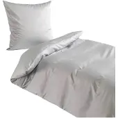 TRAUMSCHLAF Uni Mako-Satin Bettwäsche 135x200 cm + 80x80 cm silber