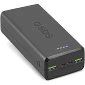 SBS 30.000 mAh-Powerbank mit 2 USB-C und 2 USB-A Anschlüssen
