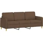 vidaXL 2-tlg. Sofagarnitur mit Kissen Braun Stoff