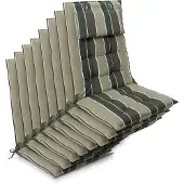 Beautissu 8er Set Sun-HL Hochlehner Auflage 120x50x8cm Grün-Gestreift