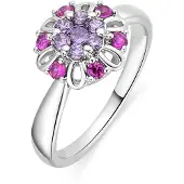 Luxenter -Ring aus Metalllegierung und mehrfarbigem Zirkonia in Rhodium - Goryah