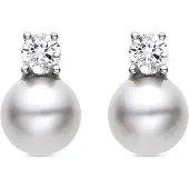 Luxenter 925 Sterling Silber Ohrringe mit rhodinierter weißer Perle - Sikon