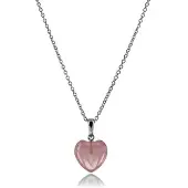 Luxenter , 925er Sterlingsilber und Rosenquarz rhodinierte Halskette