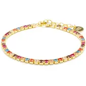 Luxenter 925 Sterling Silber Armband mit mehrfarbigen Zirkonia in 18K Gelbgold - Tahu