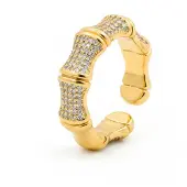Luxenter -Ring aus brillantem Metall und Zirkonia-Legierung, gefertigt in 18-karat-Gelbgold - Rechi