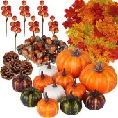OEM Herbstdeko-Set, 162 Teile, künstliche Blätter, Früchte, Zweige für Thanksgiving, Halloween