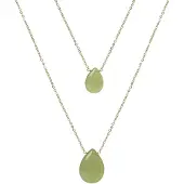 Luxenter Halskette, Metalllegierung Abelia und grüne Jade, 18K vergoldet