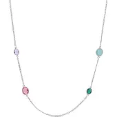 Luxenter mehrfarbige Zirkonia-Halskette in Rhodium – Nodiya