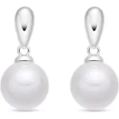 Luxenter White Pearl Ohrringe mit silberner Oberfläche – Mobe