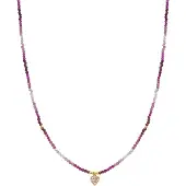 Luxenter Halskette aus 925er Sterlingsilber und Rosenkristall in 18k Gelbgold - Herz
