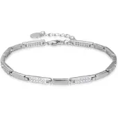 Luxenter Armreif, Kinusi aus 925er Sterlingsilber und rhodinierten, glänzenden Zirkonias