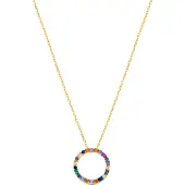 Luxenter Halskette hrius aus 925er Sterlingsilber und mehrfarbigen Zirkonen mit 18 Karat Gelbgoldplattierung