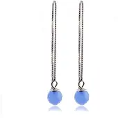 Luxenter , Ohrringe aus 925er Sterlingsilber und aquamarinblauem Hydrothermalquarz, rhodiniert