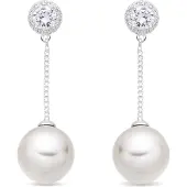 Luxenter weiße Perlenohrringe in Silber – Calgio