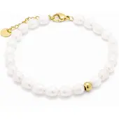 Luxenter Weißes Perlenarmband aus 18K Gelbgold - Unwe