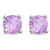 Luxenter Ohrringe, 925er Sterlingsilber und 18K vergoldete Amethyst-Zirkonia-Ohrringe