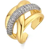 Luxenter Brilliant Metal and Zirconia Alloy Ring mit 18-karat-Gelbgold - Prukah