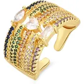 Luxenter -Ring aus Metalllegierung und mehrfarbigem Zirkonia, gefertigt in 18-karat-Gelbgold – Thihsak