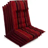 Beautissu 5er Set Sun-HL Hochlehner Auflage 120x50x8cm Rot-Anthrazit-Gestreift