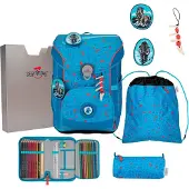 DERDIEDAS ErgoFlex Easy Superflash Blue Ice Schulranzenset 5-teilig