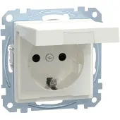 Merten Schneider Electric Schuko-Steckdose mit Klappdeckel, 2-polig+E, Berührungsschutz, Steckklemmen, System M, polarweiss glänzend, Artikelnummer ME