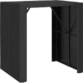 Syfax Bartisch mit Glasplatte Schwarz 105x80x110 cm Poly Rattan