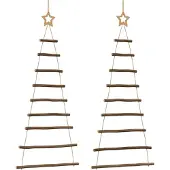 Syfax Hängende Weihnachtsbäume mit Spitzensternen 2 Stk. 55x120 cm Naturzweig