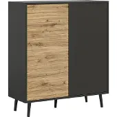 Home24 Kommode - Schwarz / Eiche Artisan Nachbildung