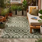 FRAAI In- & Outdoor Teppich - Rio Flower Grün 140x200cm