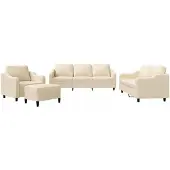 vidaXL 4-tlg. Sofagarnitur mit Kissen Creme Stoff