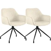 CLP 2er Set Esszimmerstühle Welby 180 Grad Schwenkmechanismus bis 150 kg belastbar creme
