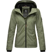 MARIKOO Damen Übergangsjacke – Brombeere, leicht mit Kapuze & Kragen