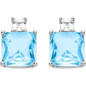 Luxenter 925 Sterling Silber Ohrringe mit rhodinierten Aquamarin-Zirkonia - Bashu