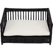 Teamson Pets Clotho Drinnen Draussen Korb-Rattan Für Katzen Oder Hunde, Bett Sofa Liege Wasserdicht mit Abnehmbarem Waschbarem Kissen Braun ST-N10006-UK