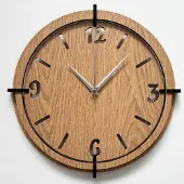 Sentop Moderne 3D-Wanduhr in Eichenoptik | EICHE Silberne Hände 50 cm