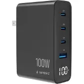 Gembird Szybka ładowarka GaN 4x USB, 100W, LCD, czarna