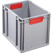 Allit EuroBox 432, 400x300x320 mm, Griffe geschlossen, grau/rot