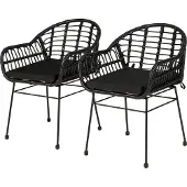 Home24 Gartenstuhl - 2er-Set - Polyrattan / Stahl