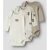 Name it Langarmbody "NBNBODY 3P LS PUMICE BEAR NOOS" Packung, 3 tlg.
