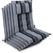 Beautissu 5er Set Sun-HL Hochlehner Auflage 120x50x8cm Anthrazit-Gestreift