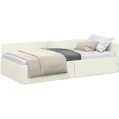 vidaXL Eckbettgestell mit Kopfteil Creme 100 cm x 200 cm Samt