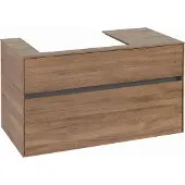 Villeroy & Boch Collaro Waschbeckenunterschrank, wandhängend, 2 Auszüge, Waschbecken links, 1000x548x500mm, C01700RH, Farbe: Front/Korpus: Kansas Oak, Griff: Graphite