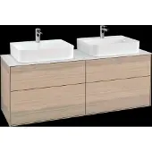 Villeroy & Boch Finion Waschtischunterschrank, 4 Auszüge, für 2 Waschbecken, 1600x603x501mm, Glass White Matt, F18100PC, Farbe: Oak Veneer