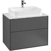 Villeroy & Boch V&B Waschtischunterschrank Wandbeleuchtung Finion 80x60,3cm, Abd.-Pl. wh. m, Anthrac. matt