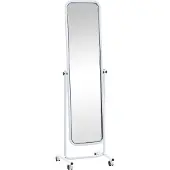 CLP Standspiegel Medusa mit Laufrollen neigbar und 360 Grad drehbar weiß